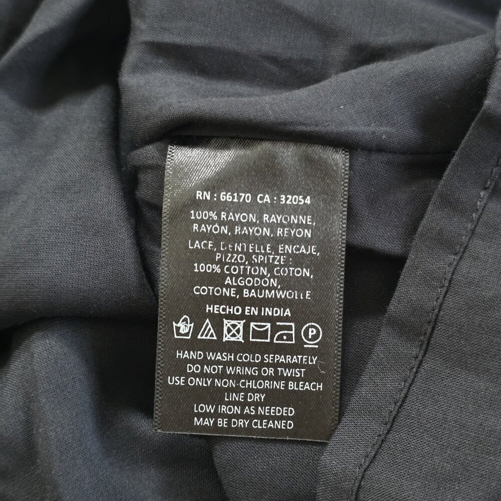 Maeve Christine Dress Women 8 Black Floral Satin Belted Eyelet Lined Whimsigoth - Picture 12 of 16